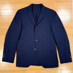 HUGO BOSS-LORO PIANA Silk-Wool Blazer Navy Blue Textured Jacket 38R